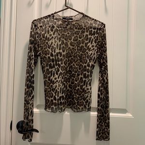 Mesh leopard long sleeve